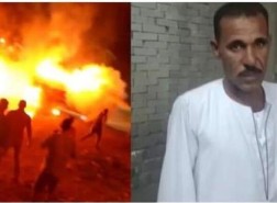 شاهد بالفيديو مصري يقود شاحنة وقود مشتعلة