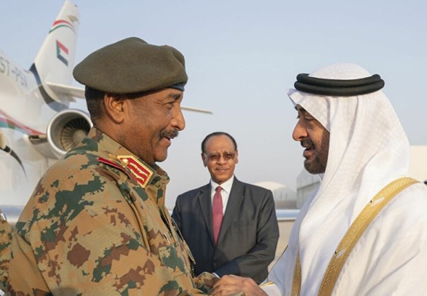 ولي عهد أبو ظبي، محمد بن زايد آل نهيان و  رئيس مجلس السيادة في السودان، الفريق عبد الفتاح البرهان- أرشيفية