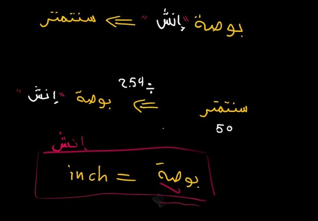 تحويل من بوصة الى سم